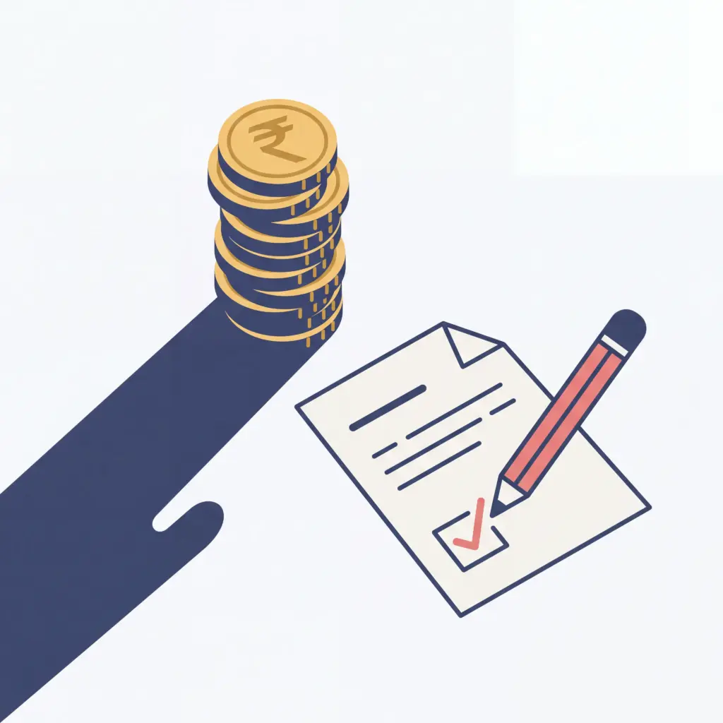 Illustration of a lump sum arrears payment and a tax document, representing how bunched income can affect tax liability