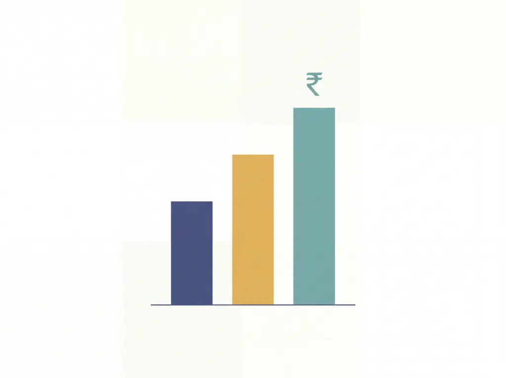 Illustrative bar chart comparing hypothetical monthly pay under a DA merger versus different 8th CPC fitment factor scenarios — figures are not official